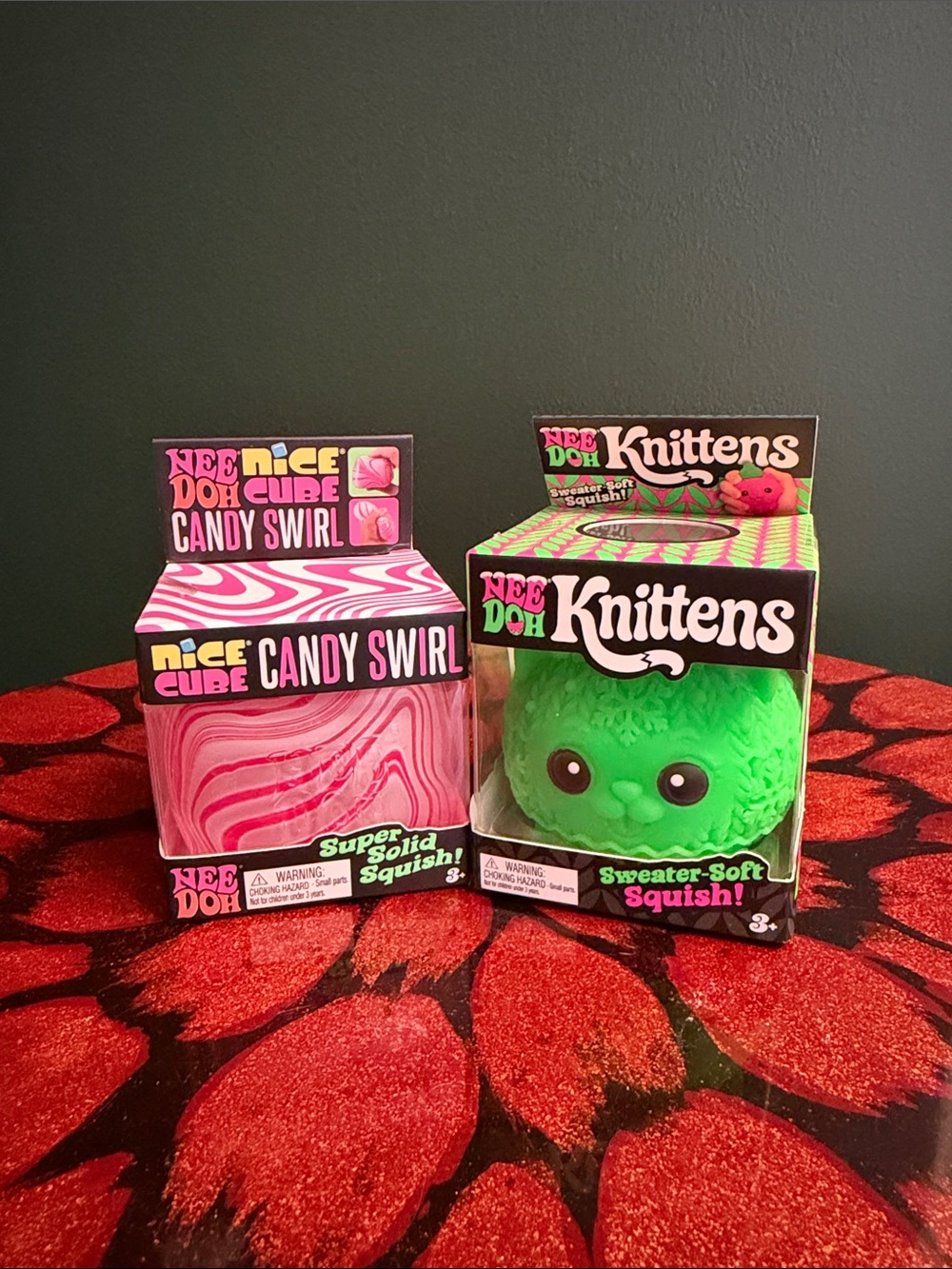 Needoh Green Knitten & Candy Swirl Nice Cube